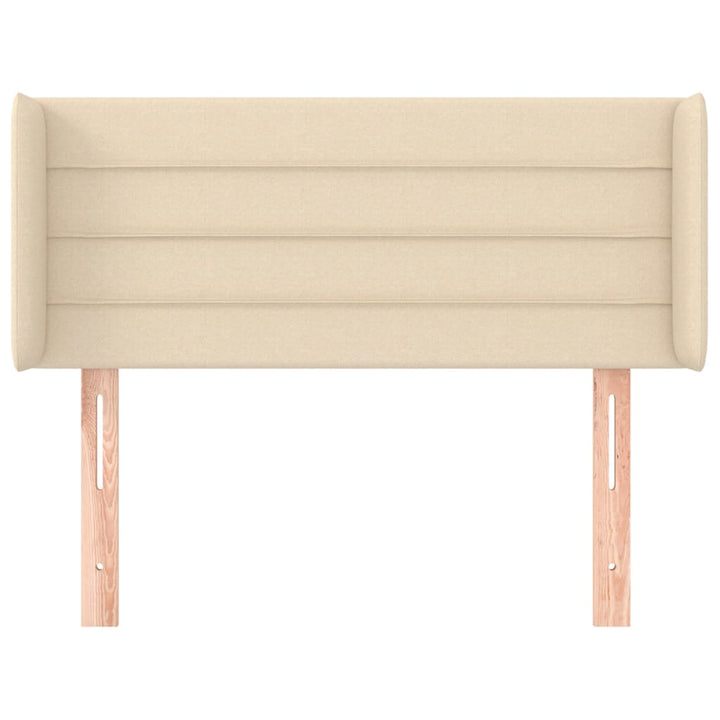 sengegavl med kanter 93x16x78/88 cm stof cremefarvet