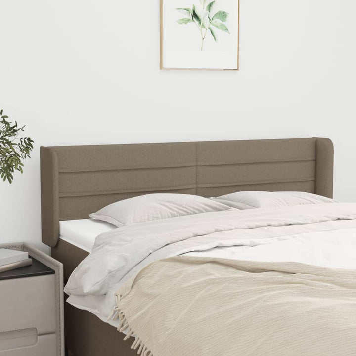 sengegavl med kanter 147x16x78/88 cm stof gråbrun