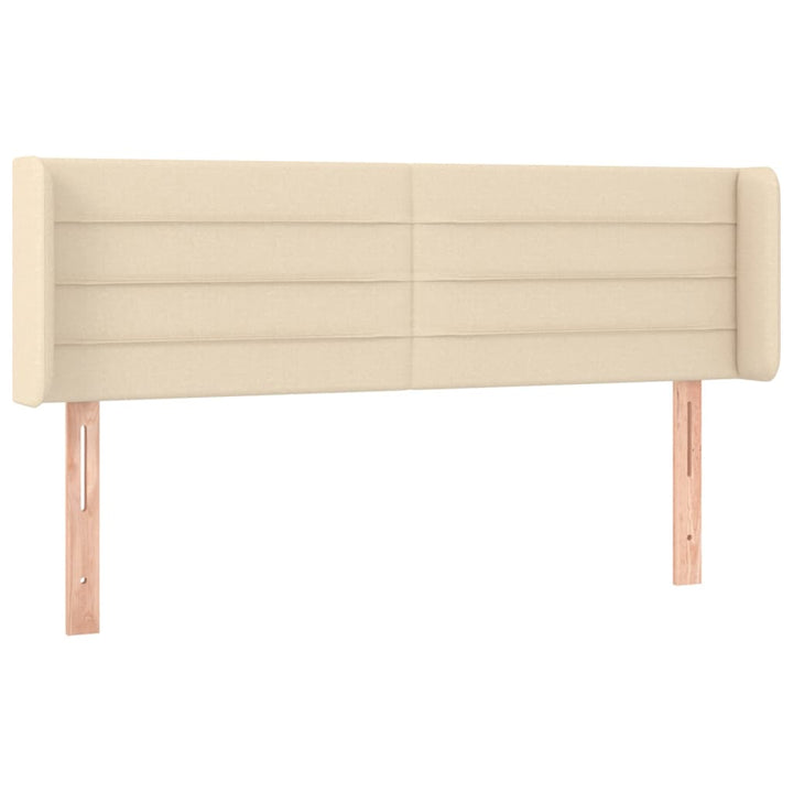 sengegavl med kanter 147x16x78/88 cm stof cremefarvet
