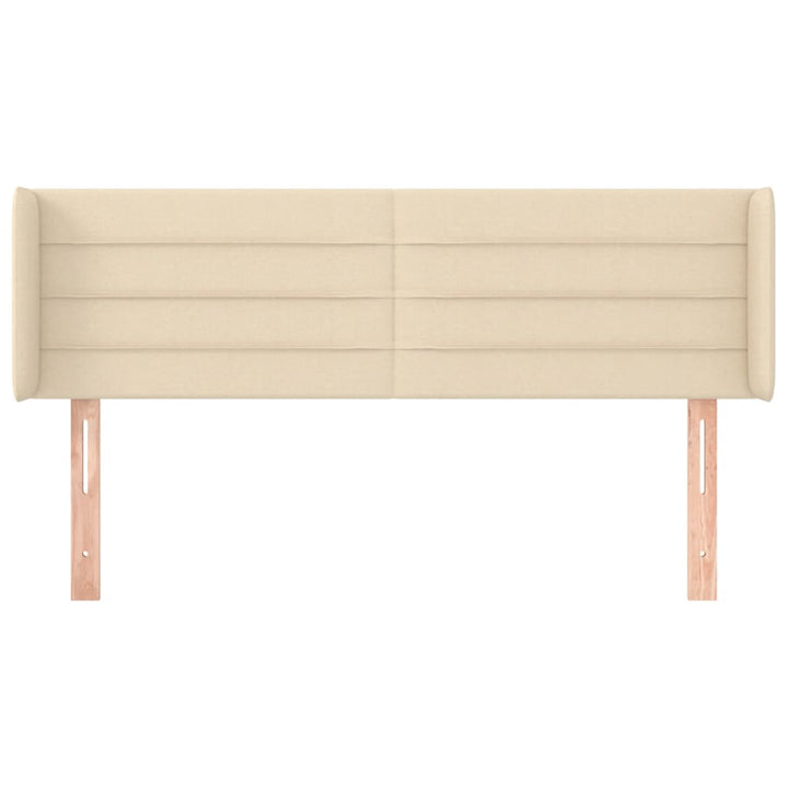 sengegavl med kanter 147x16x78/88 cm stof cremefarvet