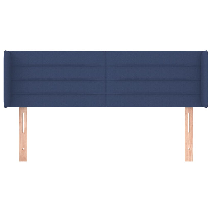 sengegavl med kanter 147x16x78/88 cm stof blå