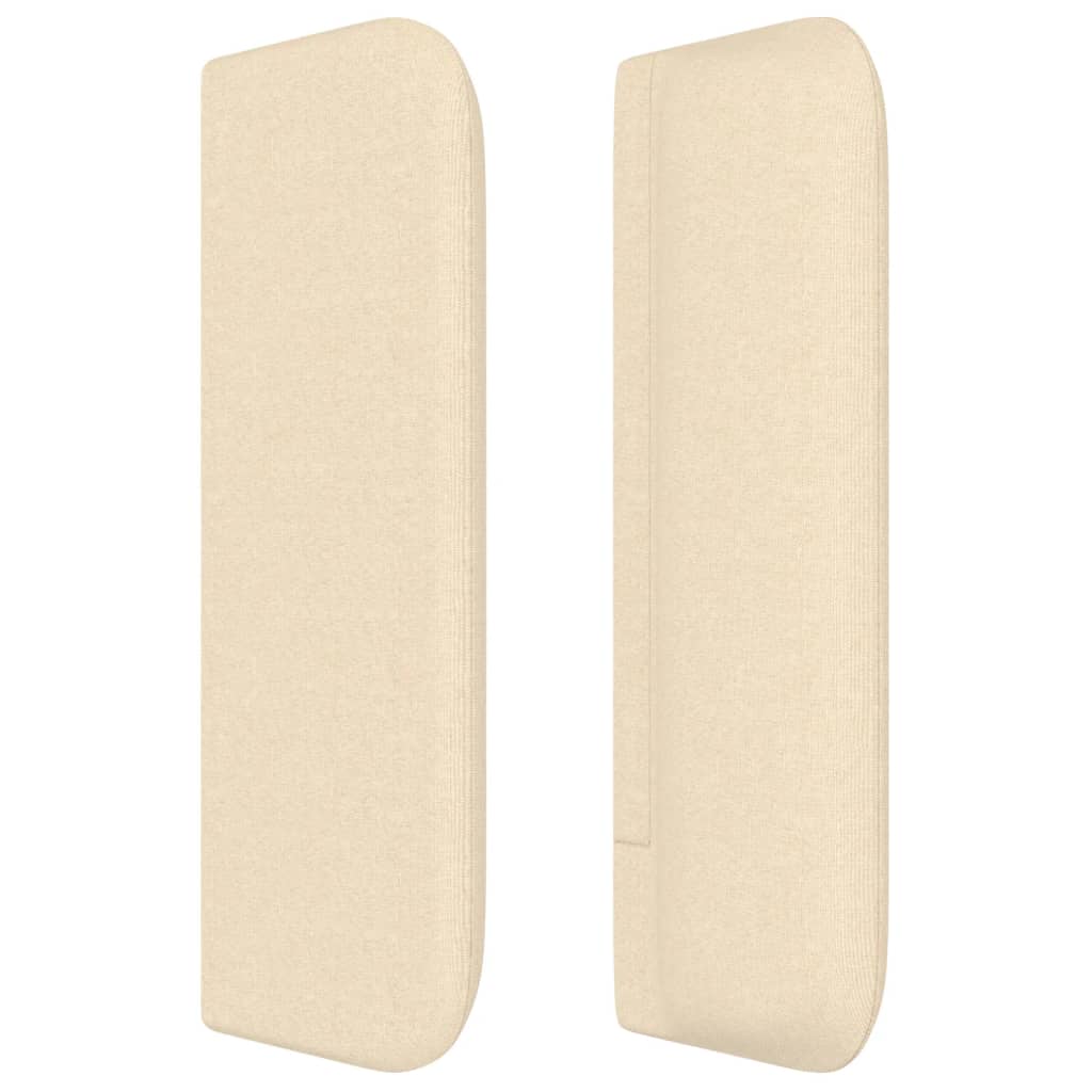 sengegavl med kanter 163x16x78/88 cm stof cremefarvet