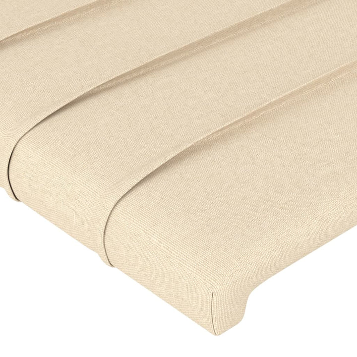 sengegavl med kanter 163x16x78/88 cm stof cremefarvet