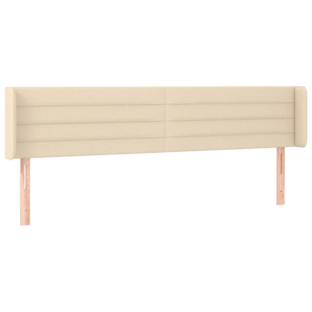 sengegavl med kanter 183x16x78/88 cm stof cremefarvet