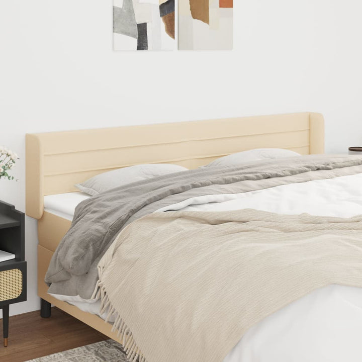 sengegavl med kanter 183x16x78/88 cm stof cremefarvet