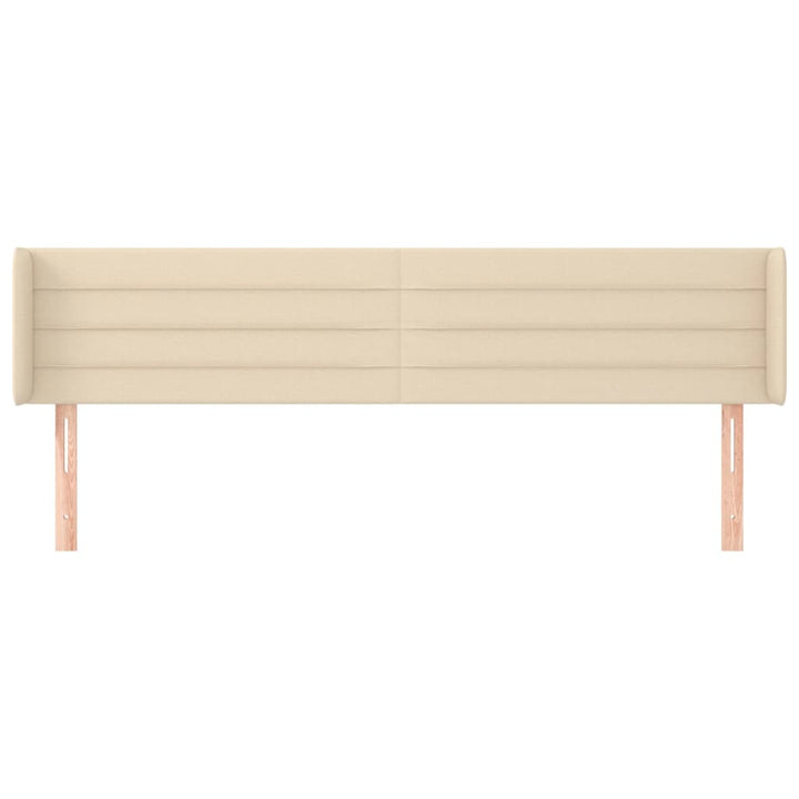 sengegavl med kanter 203x16x78/88 cm stof cremefarvet