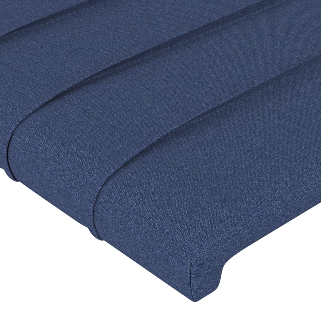 sengegavl med kanter 203x16x78/88 cm stof blå
