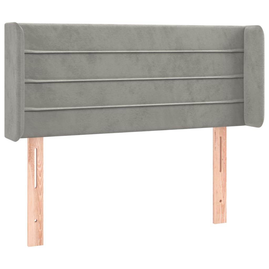 sengegavl med kanter 83x16x78/88 cm fløjl lysegrå