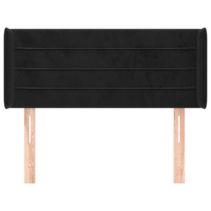 sengegavl med kanter 83x16x78/88 cm fløjl sort