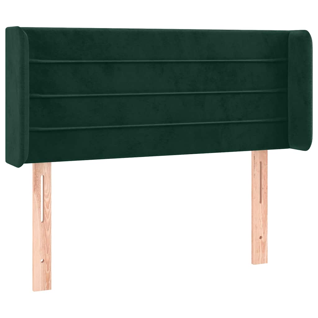 sengegavl med kanter 83x16x78/88 cm fløjl mørkegrøn