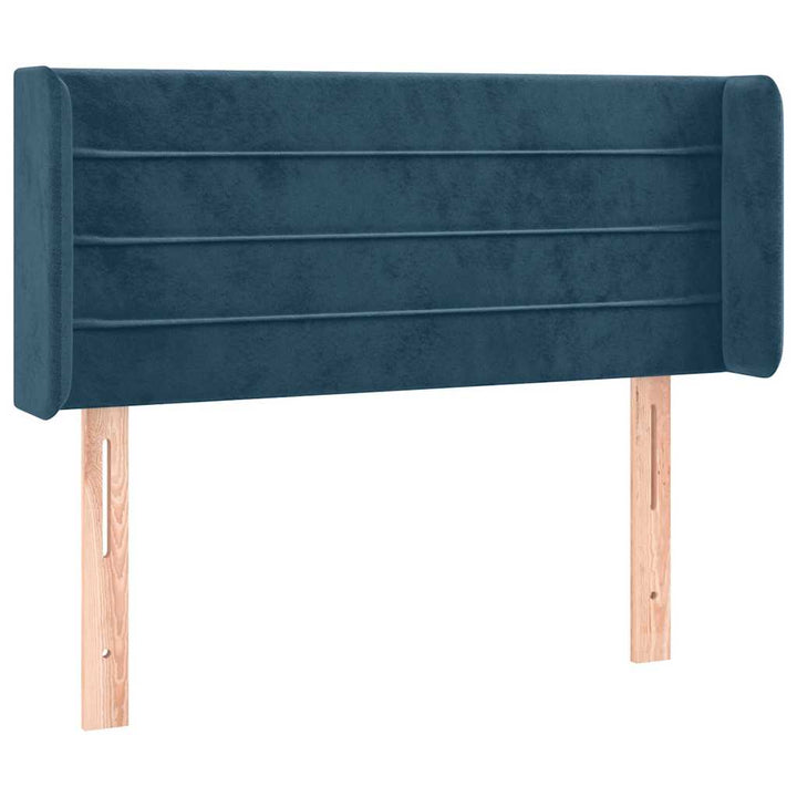 sengegavl med kanter 83x16x78/88 cm fløjl mørkeblå
