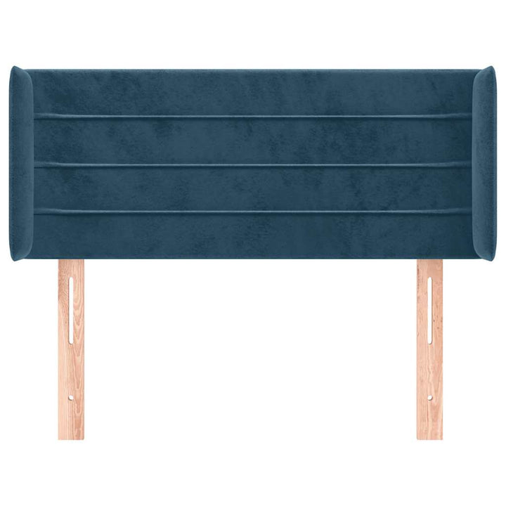 sengegavl med kanter 83x16x78/88 cm fløjl mørkeblå