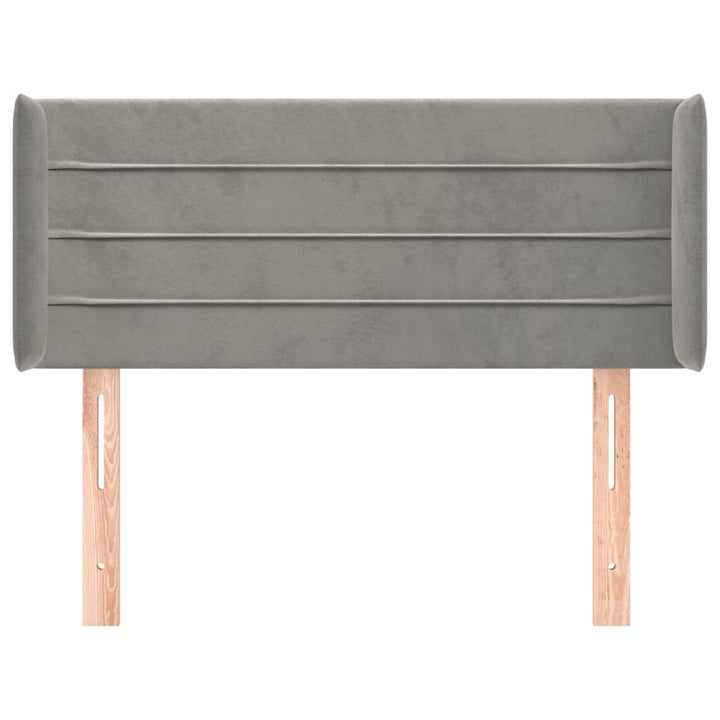 sengegavl med kanter 93x16x78/88 cm fløjl lysegrå