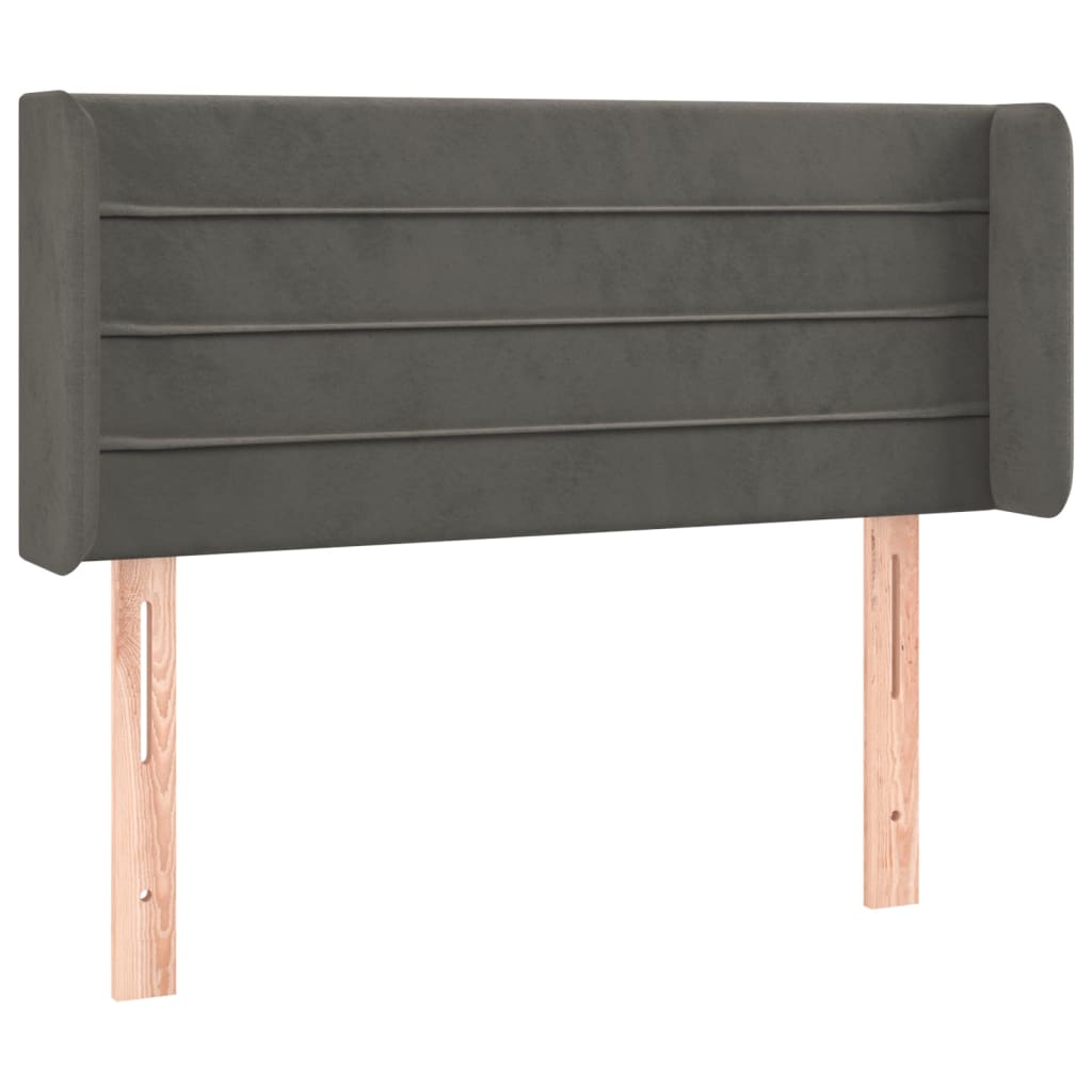 sengegavl med kanter 93x16x78/88 cm fløjl mørkegrå