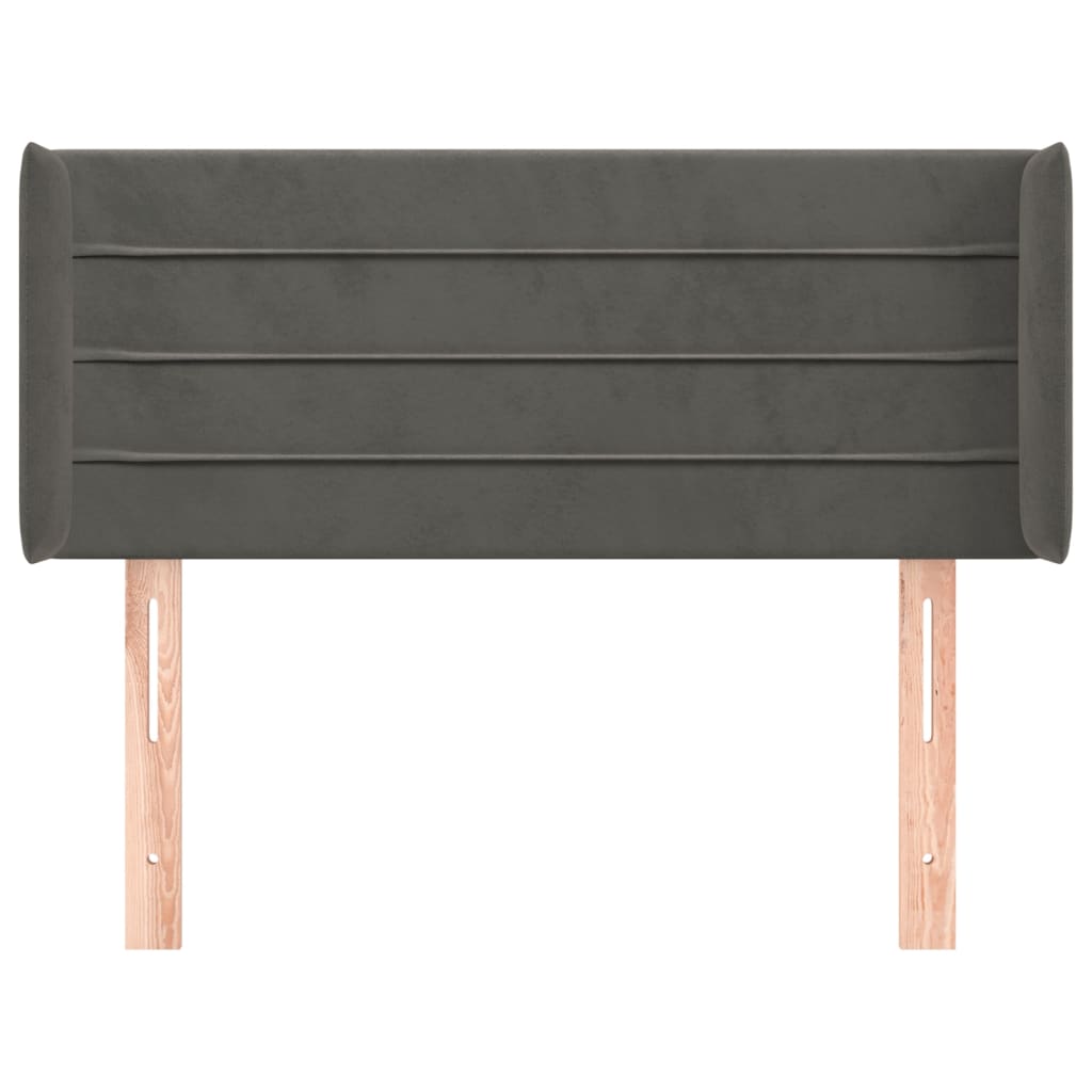 sengegavl med kanter 93x16x78/88 cm fløjl mørkegrå