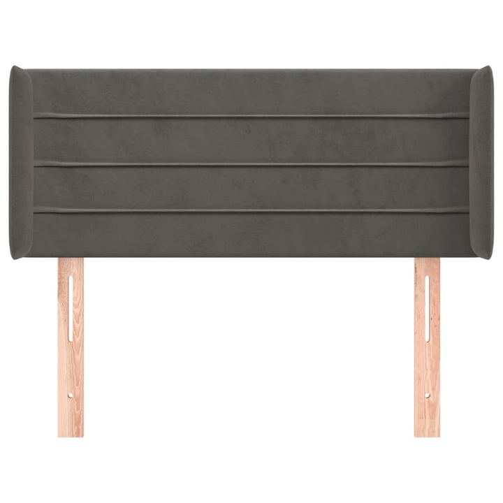 sengegavl med kanter 93x16x78/88 cm fløjl mørkegrå