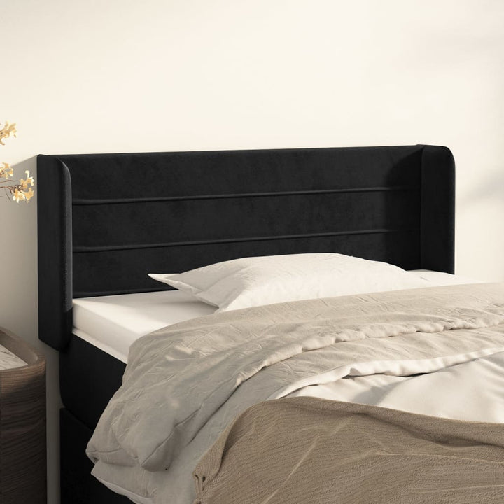sengegavl med kanter 93x16x78/88 cm fløjl sort
