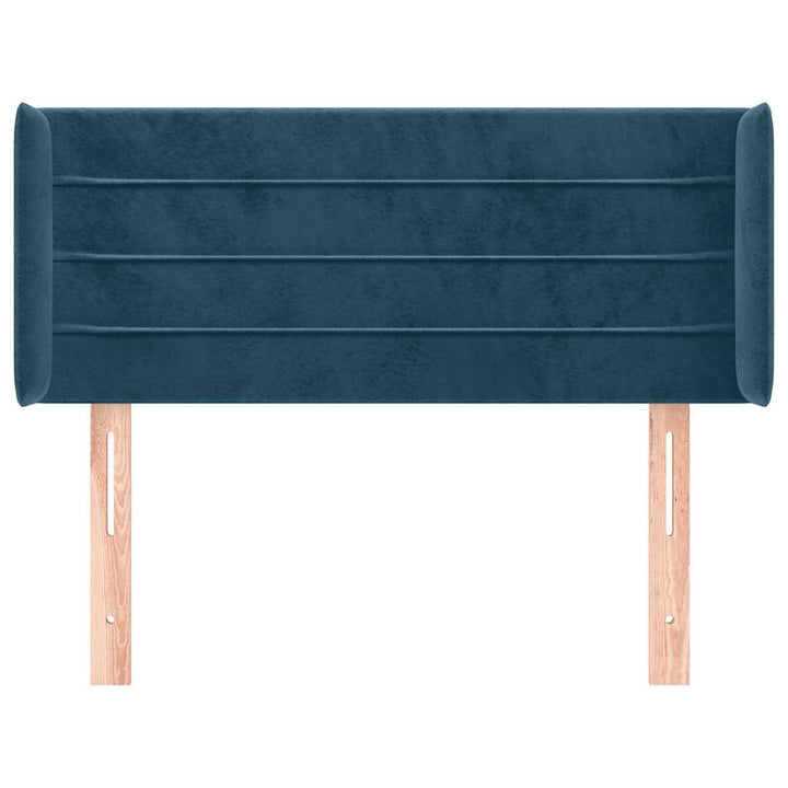 sengegavl med kanter 93x16x78/88 cm fløjl mørkeblå