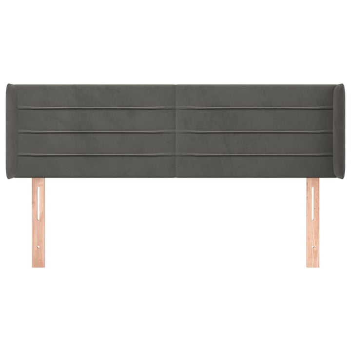 sengegavl med kanter 147x16x78/88 cm fløjl mørkegrå