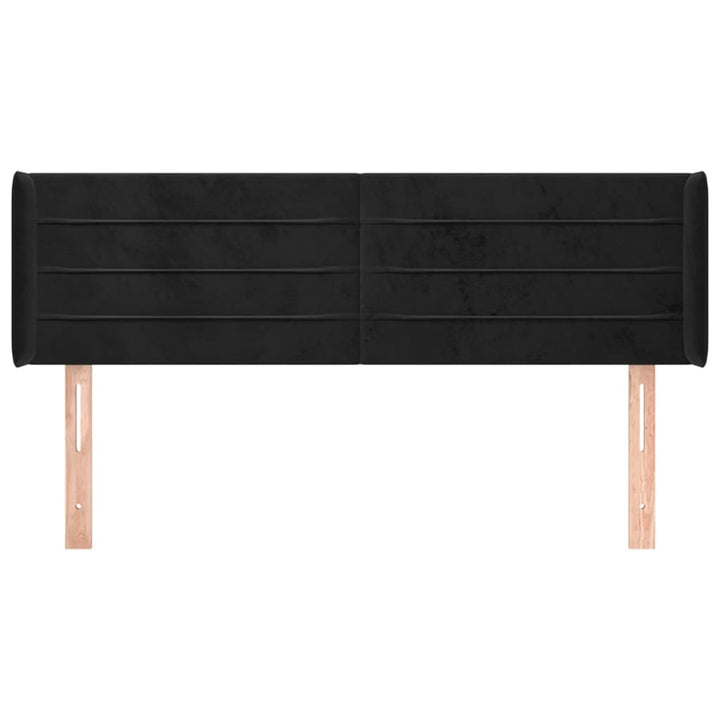 sengegavl med kanter 147x16x78/88 cm fløjl sort