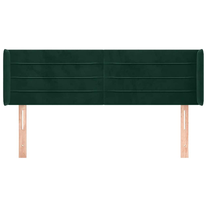 sengegavl med kanter 147x16x78/88 cm fløjl mørkegrøn
