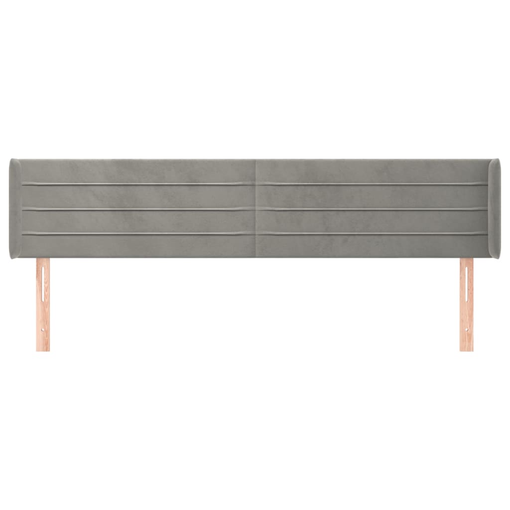sengegavl med kanter 163x16x78/88 cm fløjl lysegrå