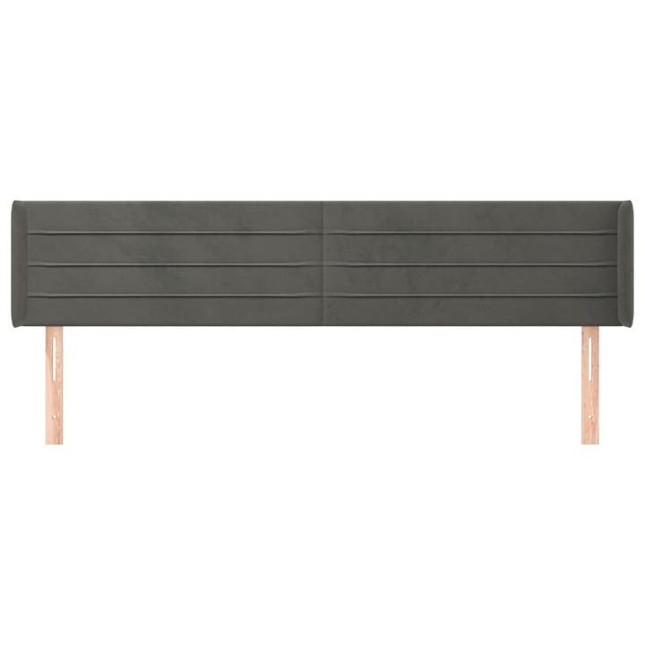 sengegavl med kanter 163x16x78/88 cm fløjl mørkegrå