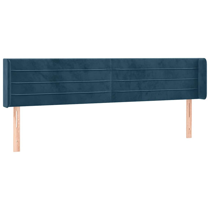 sengegavl med kanter 163x16x78/88 cm fløjl mørkeblå