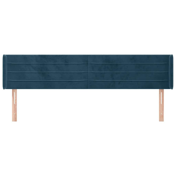 sengegavl med kanter 163x16x78/88 cm fløjl mørkeblå