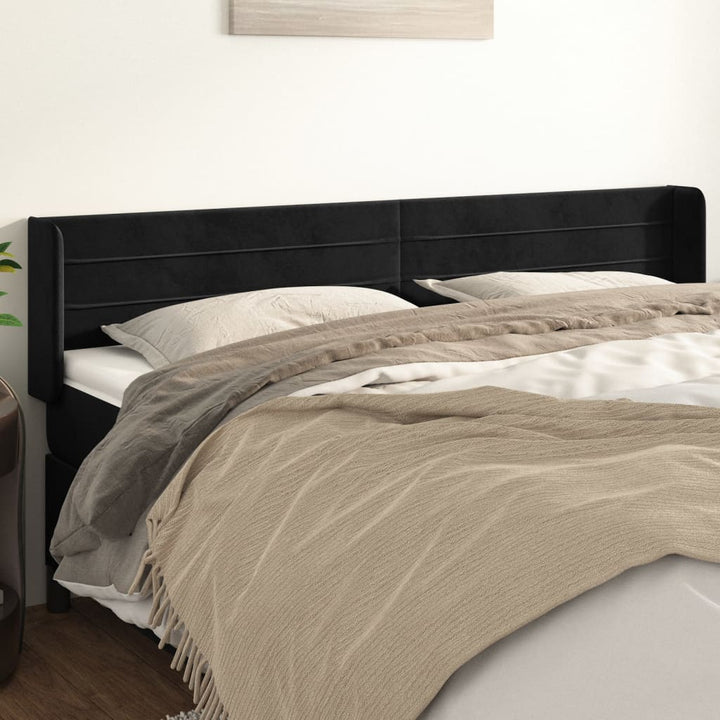 sengegavl med kanter 183x16x78/88 cm fløjl sort