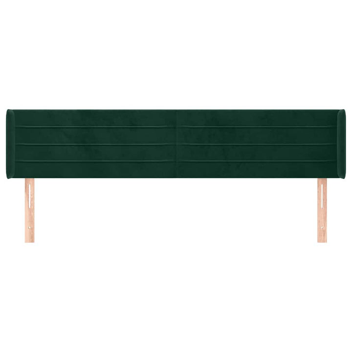 sengegavl med kanter 183x16x78/88 cm fløjl mørkegrøn