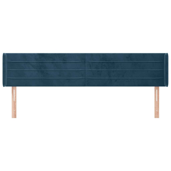 sengegavl med kanter 183x16x78/88 cm fløjl mørkeblå