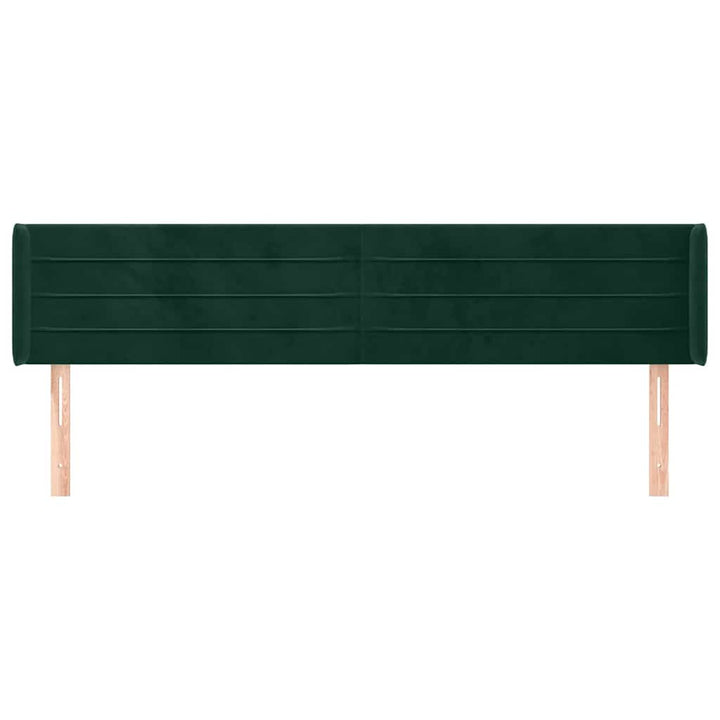 sengegavl med kanter 203x16x78/88 cm fløjl mørkegrøn