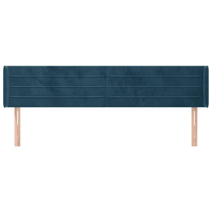 sengegavl med kanter 203x16x78/88 cm fløjl mørkeblå