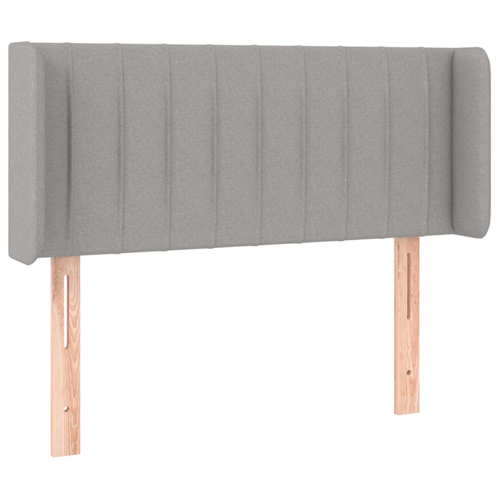 sengegavl med kanter 83x16x78/128 cm stof lysegrå