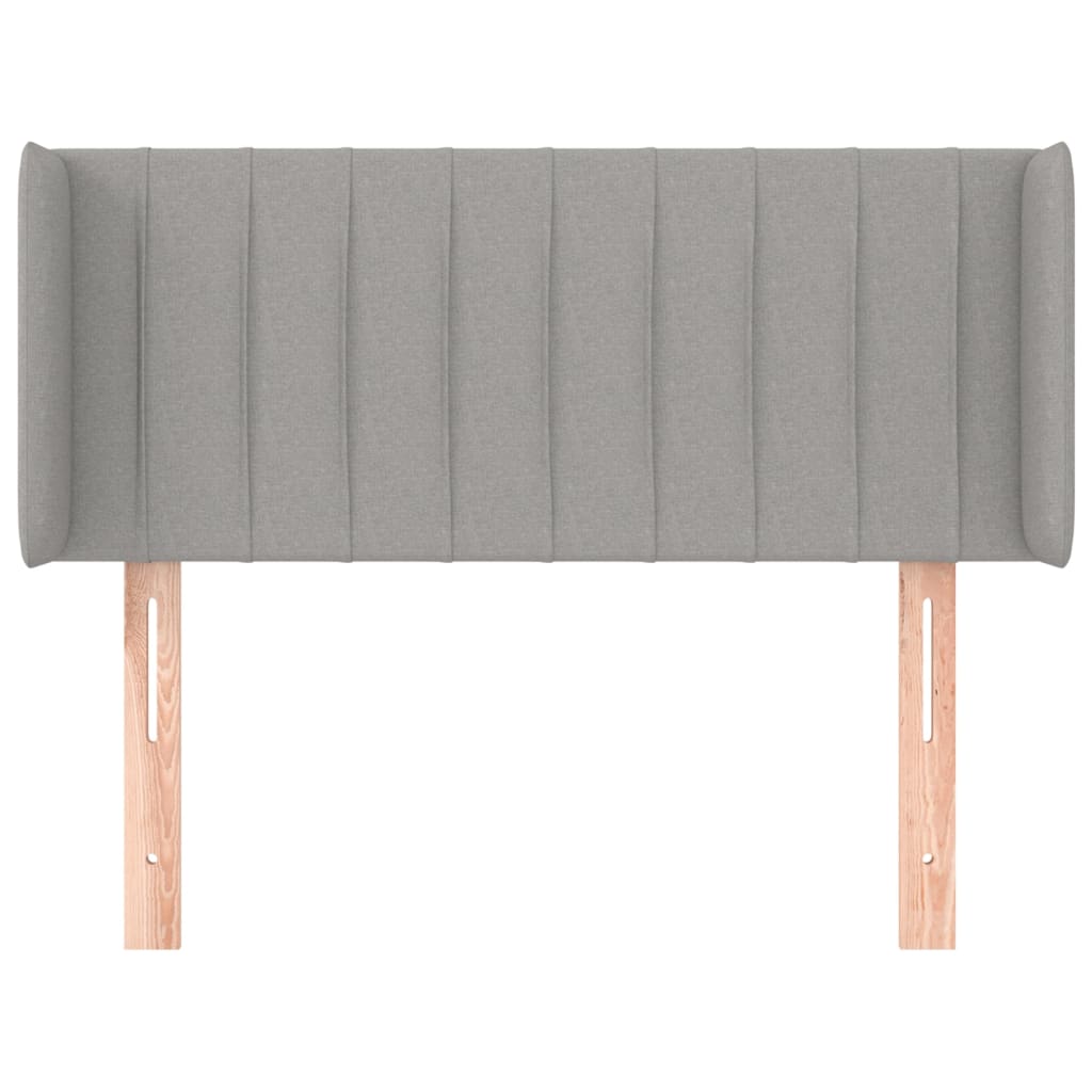 sengegavl med kanter 83x16x78/128 cm stof lysegrå