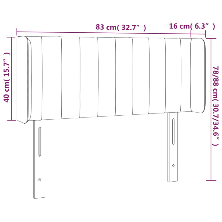 sengegavl med kanter 83x16x78/128 cm stof lysegrå