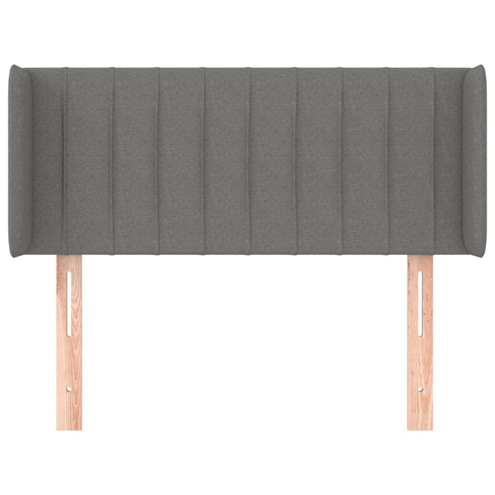 sengegavl med kanter 83x16x78/128 cm stof mørkegrå