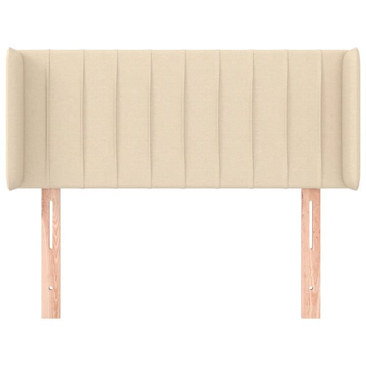 sengegavl med kanter 83x16x78/128 cm stof cremefarvet