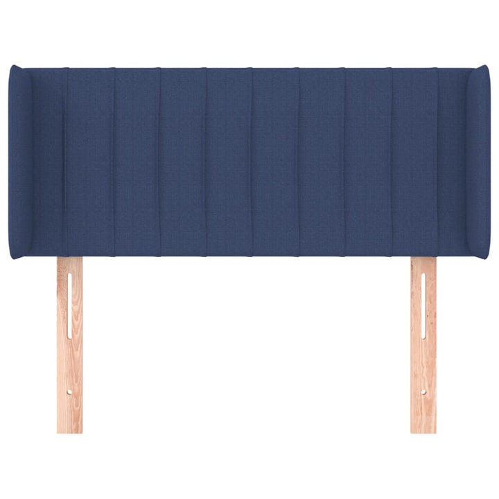 sengegavl med kanter 83x16x78/128 cm stof blå