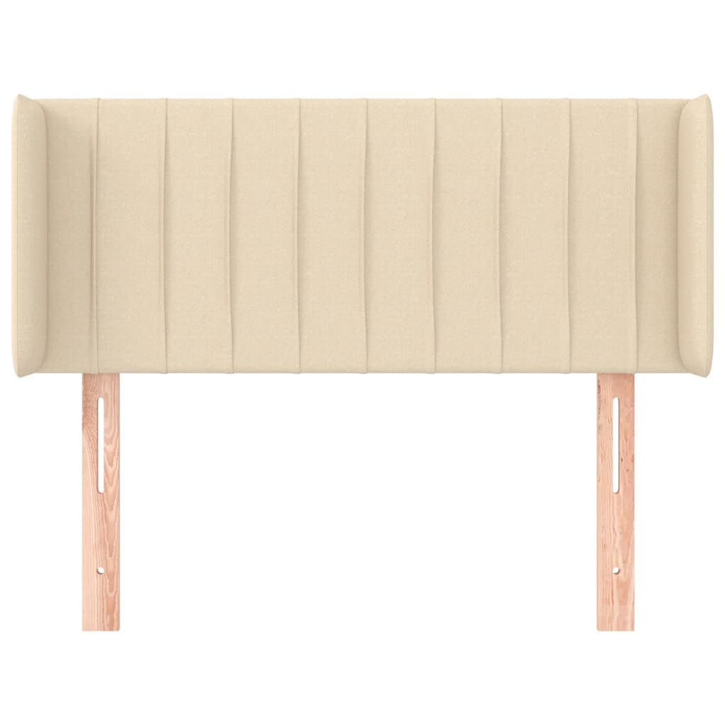 sengegavl med kanter 93x16x78/88 cm stof cremefarvet