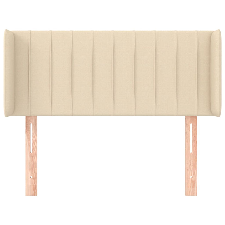 sengegavl med kanter 93x16x78/88 cm stof cremefarvet
