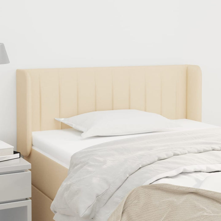 sengegavl med kanter 93x16x78/88 cm stof cremefarvet