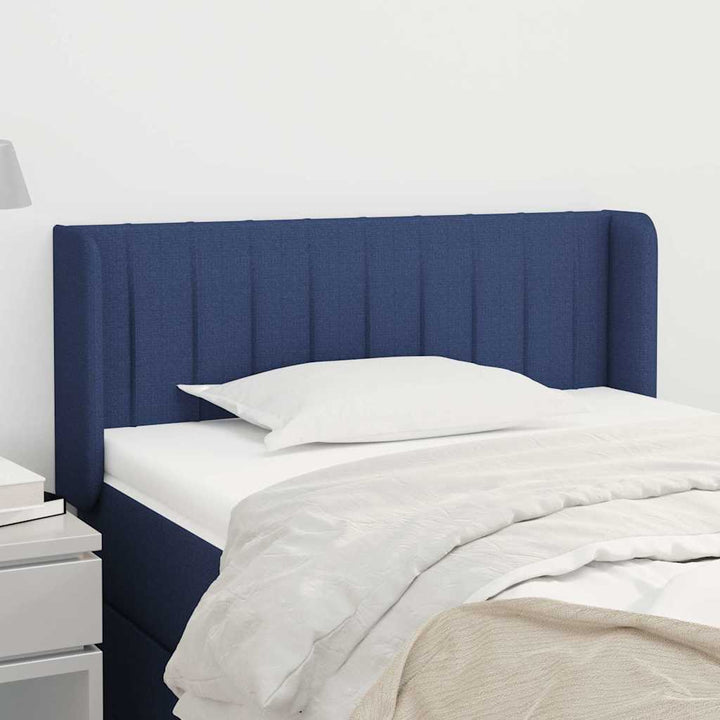 sengegavl med kanter 93x16x78/88 cm stof blå