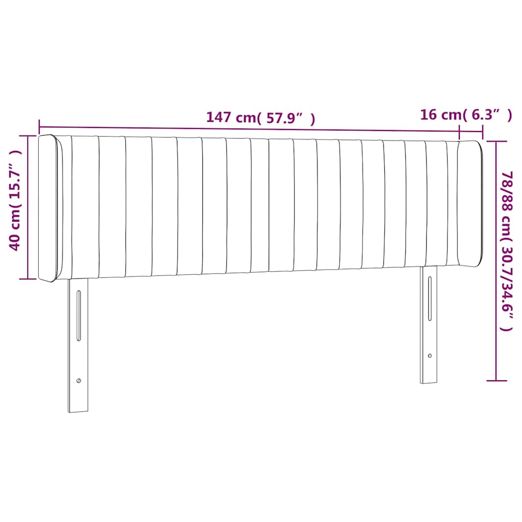 sengegavl med kanter 147x16x78/88 cm stof sort