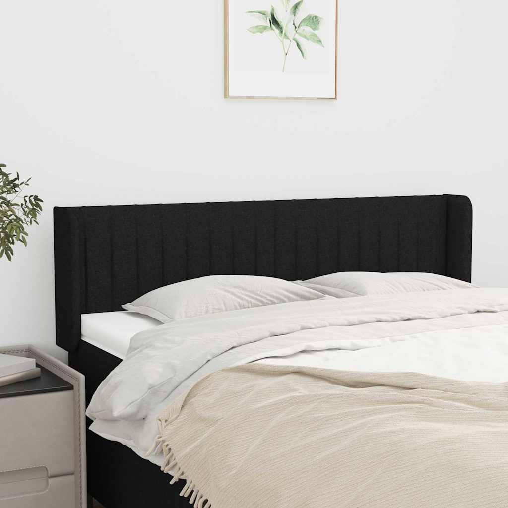 sengegavl med kanter 147x16x78/88 cm stof sort