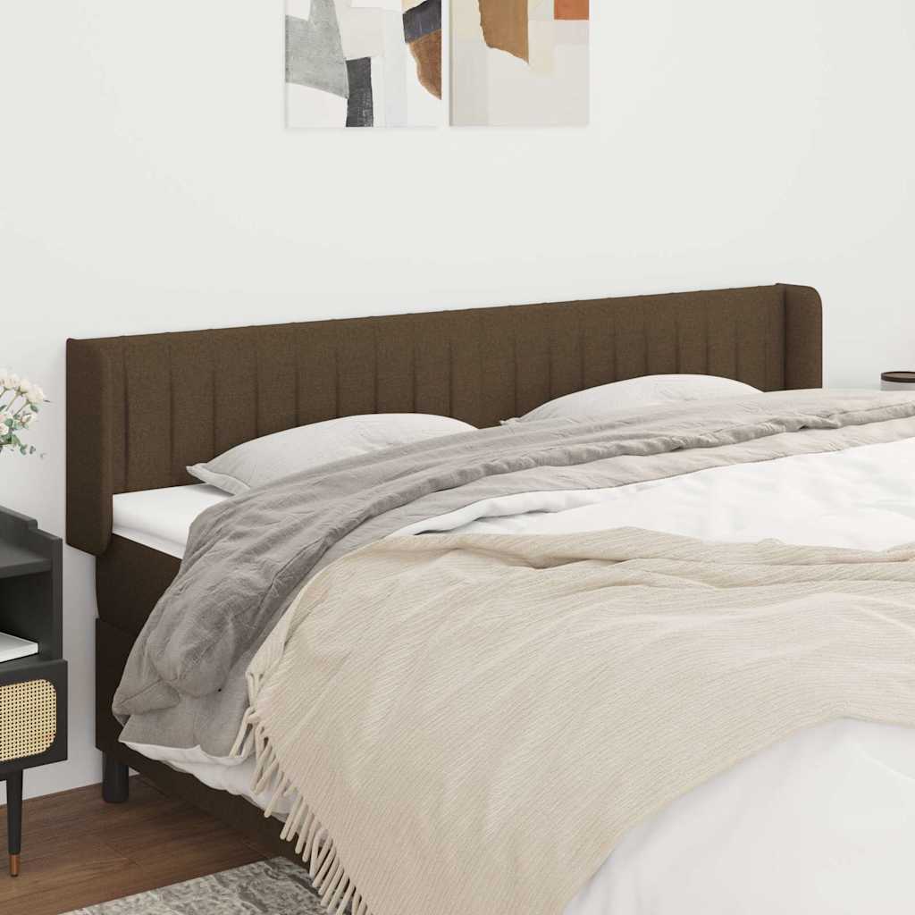 sengegavl med kanter 163x16x78/88 cm stof mørkebrun