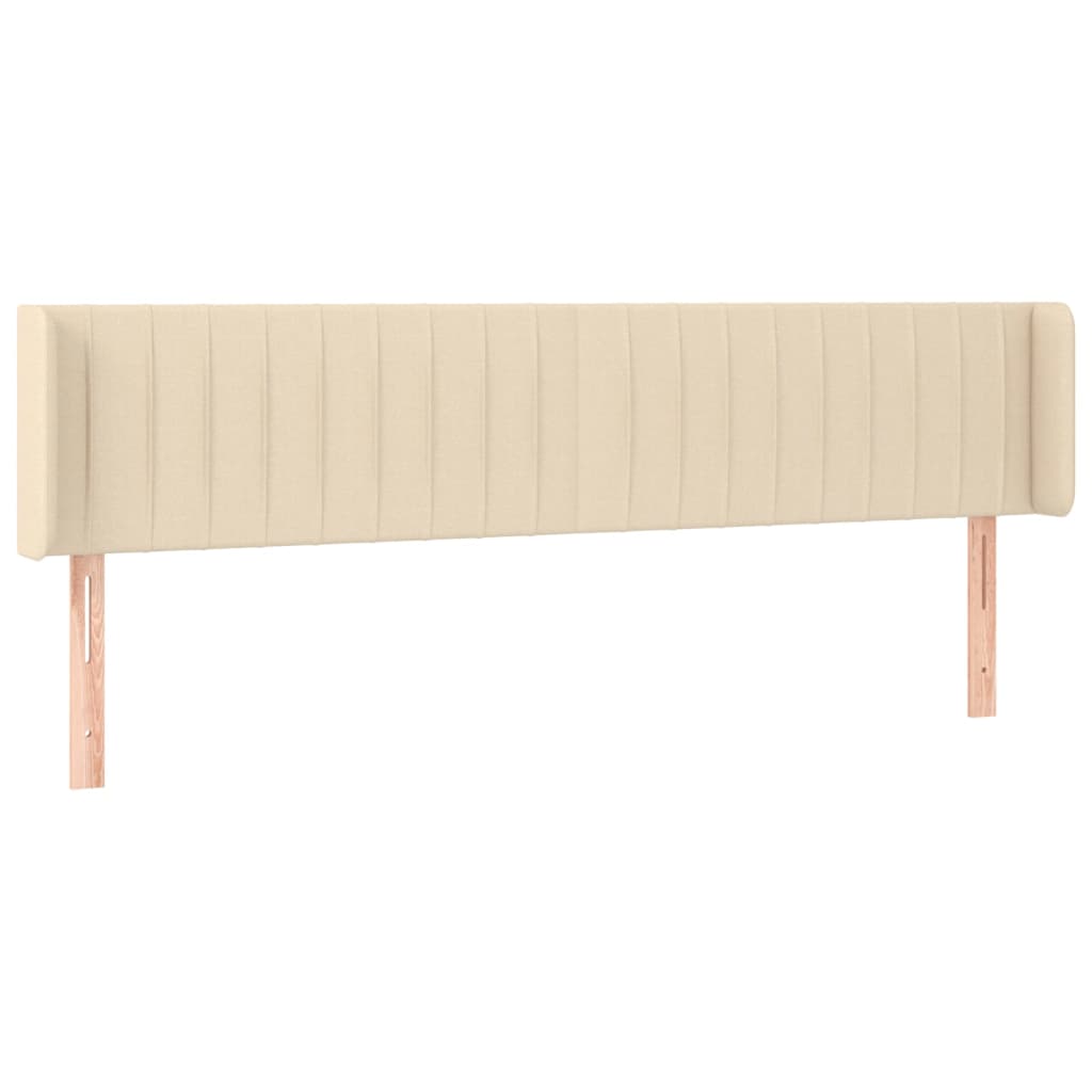 sengegavl med kanter 163x16x78/88 cm stof cremefarvet