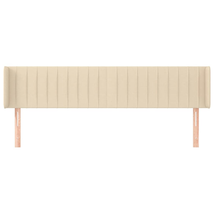 sengegavl med kanter 163x16x78/88 cm stof cremefarvet