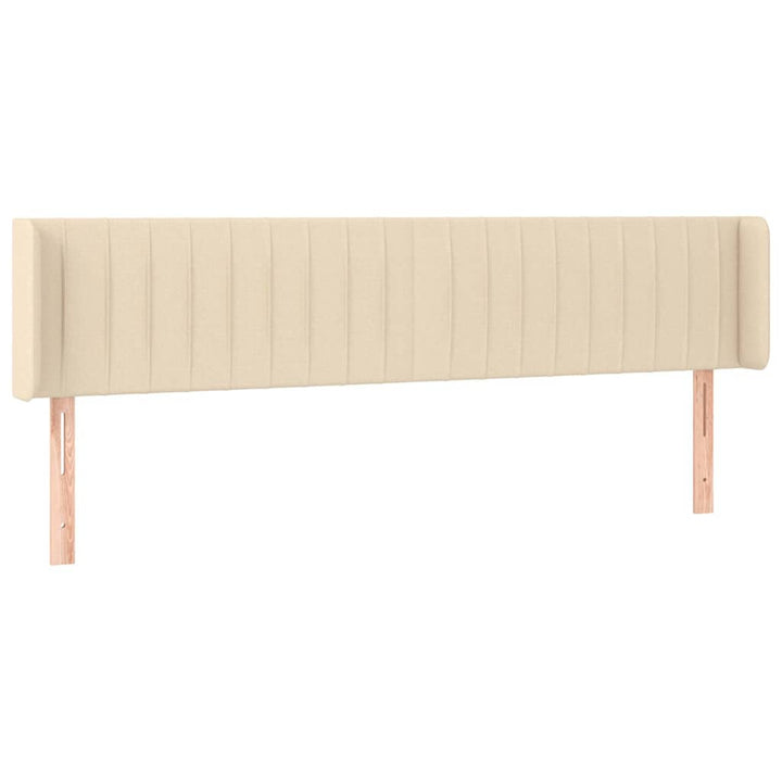 sengegavl med kanter 183x16x78/88 cm stof cremefarvet